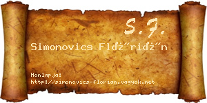 Simonovics Flórián névjegykártya